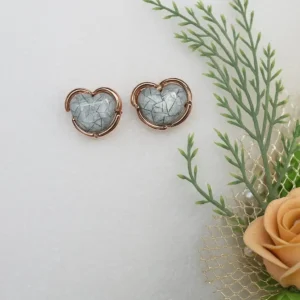 💖 Marble Textured Heart Stud Earrings